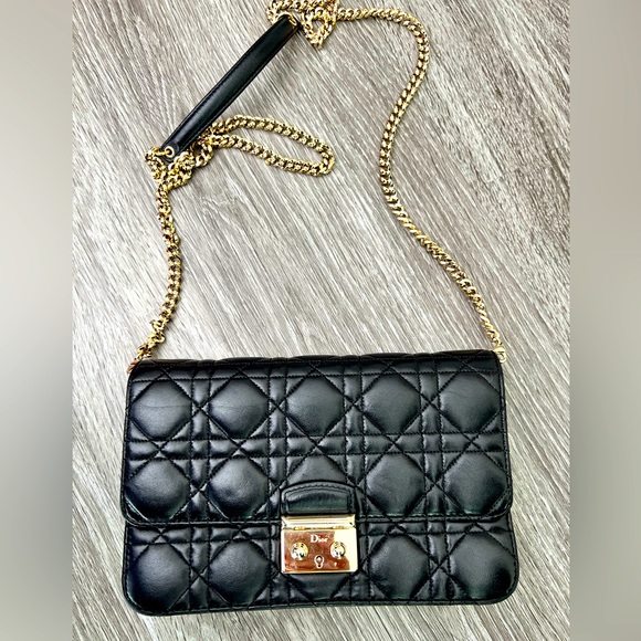 CHRISTIAN DIOR Black Cannage Quilted Lambskin Leather Miss Dior Promenade Bag - Picture 1 of 16